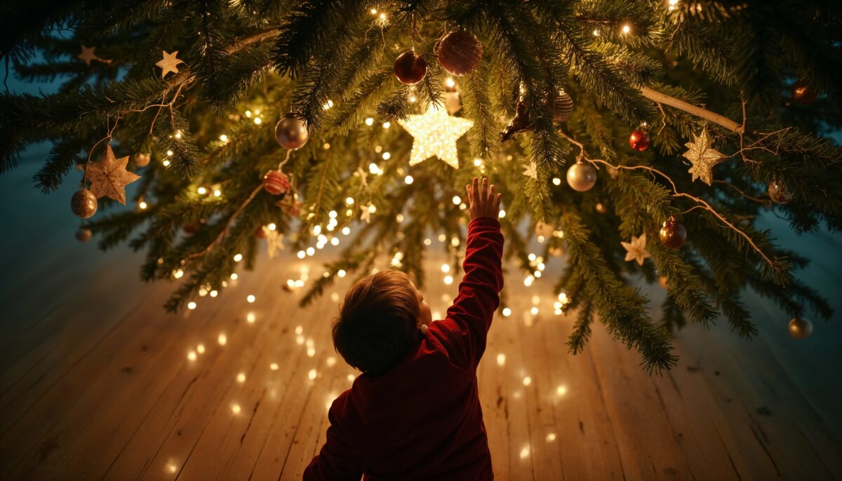 beautiful detail christmas tree preparations